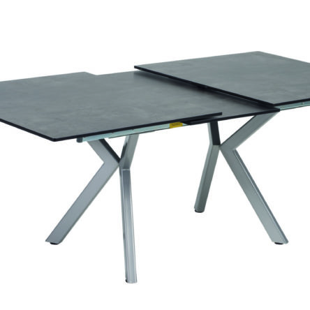 LONDON Table extensible 165/215x95cm gris alu/plateau décor stone