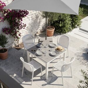 SILVERSTAR Tisch 90x90cm weiβ/zement