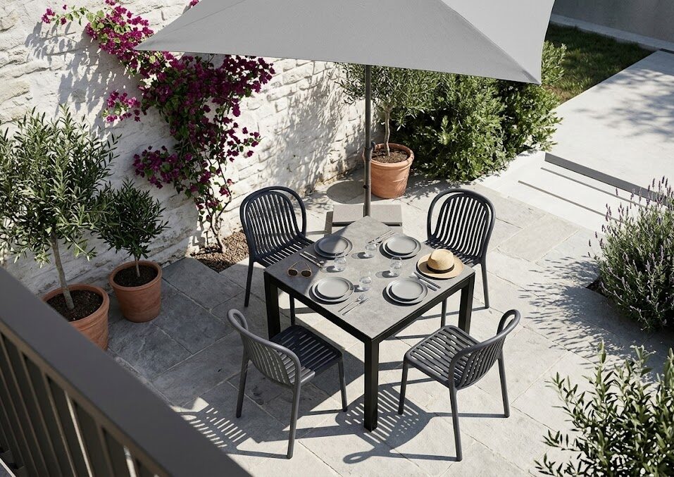 SILVERSTAR Tisch 90x90cm graphit/smoky